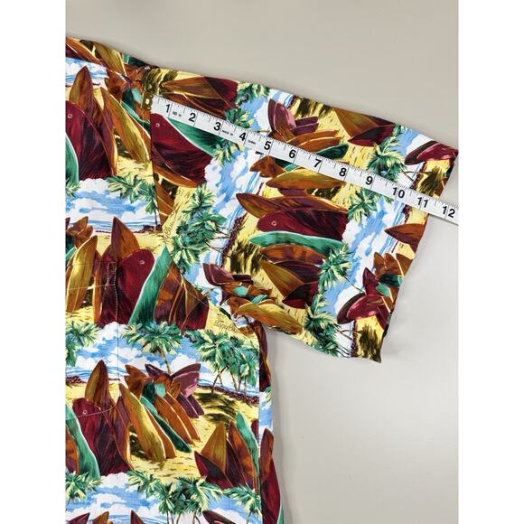 VTG 90s Reyn Spooner Mens Hawaiian Peggy Chun Aloha Camp Shirt XL Tiki Pop Art - Picture 7 of 10